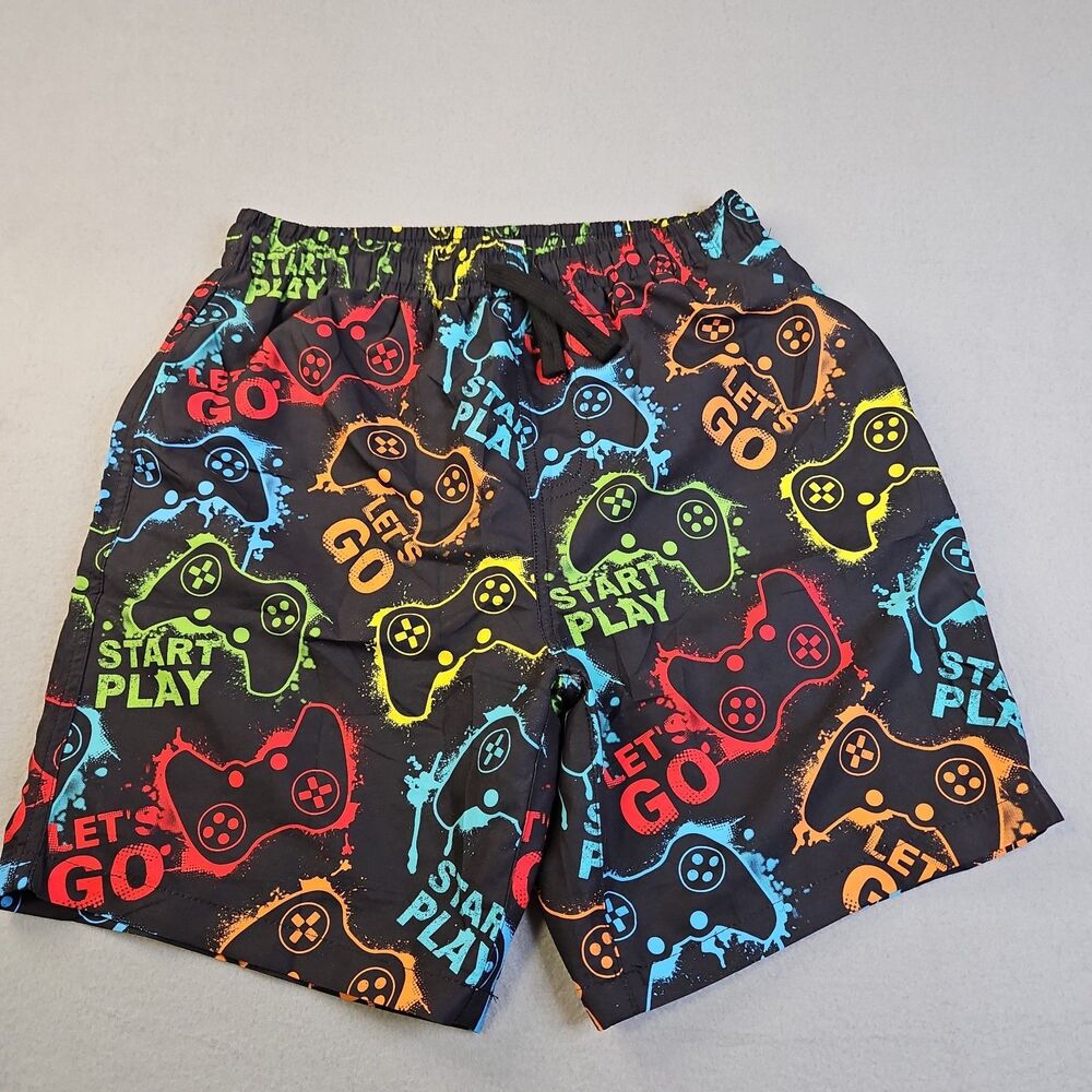 Boys Black Gaming Swiming Trunks Size 14 T